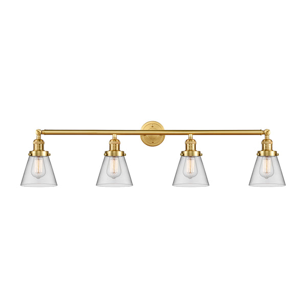 Cone Bath Vanity Light shown in the Satin Gold finish with a Clear shade