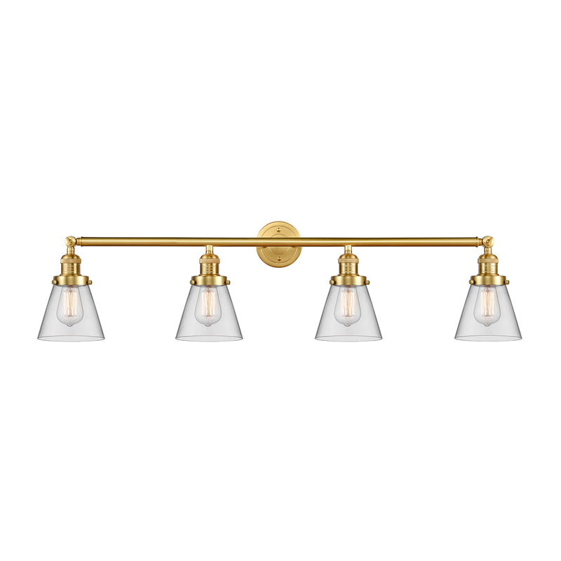 Cone Bath Vanity Light shown in the Satin Gold finish with a Clear shade