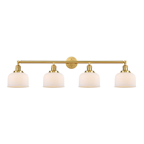 Bell Bath Vanity Light shown in the Satin Gold finish with a Matte White shade