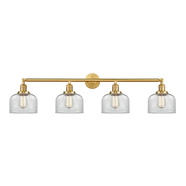 Bell Bath Vanity Light shown in the Satin Gold finish with a Clear shade