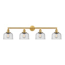 Bell Bath Vanity Light shown in the Satin Gold finish with a Seedy shade