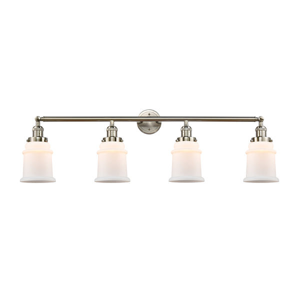 Canton Bath Vanity Light shown in the Brushed Satin Nickel finish with a Matte White shade