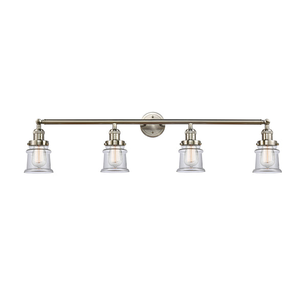 Canton Bath Vanity Light shown in the Brushed Satin Nickel finish with a Clear shade