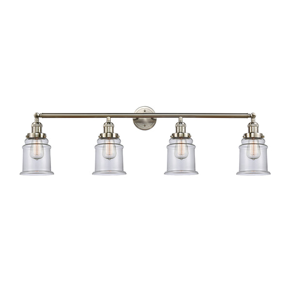 Canton Bath Vanity Light shown in the Brushed Satin Nickel finish with a Clear shade