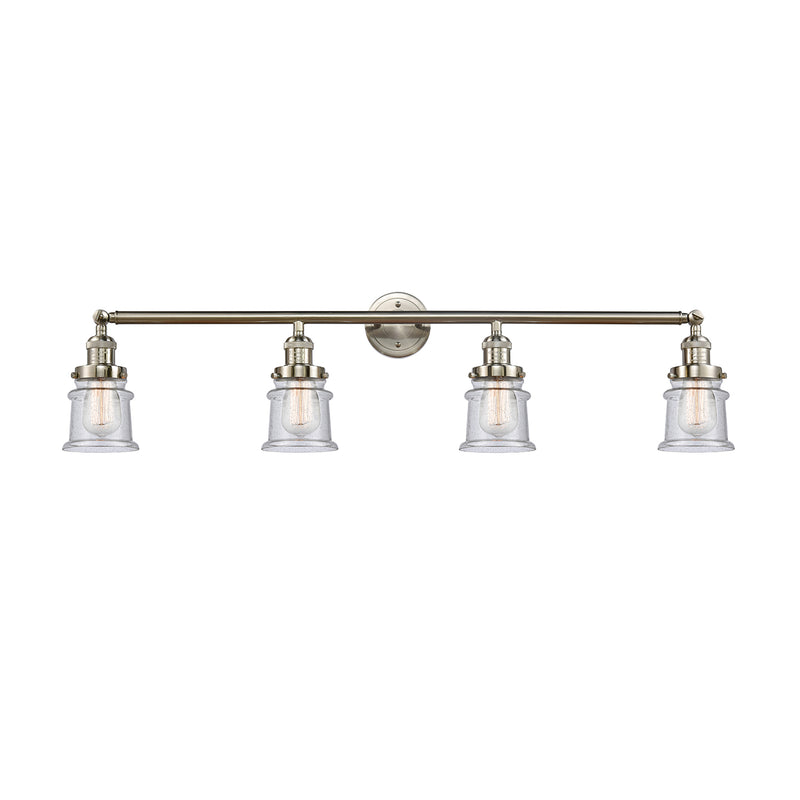 Canton Bath Vanity Light shown in the Brushed Satin Nickel finish with a Seedy shade