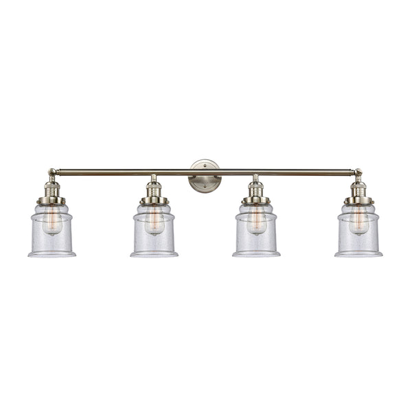 Canton Bath Vanity Light shown in the Brushed Satin Nickel finish with a Seedy shade