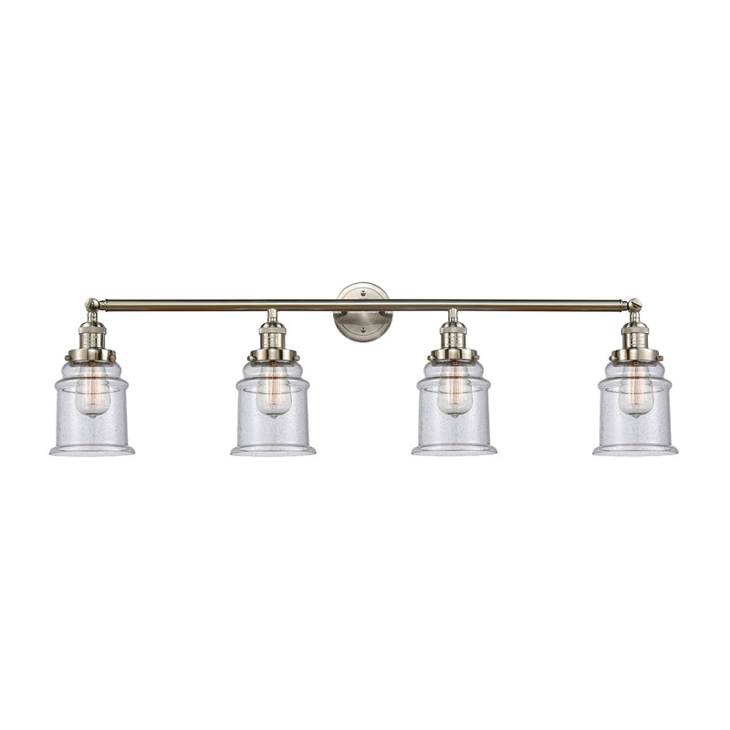 Canton Bath Vanity Light shown in the Brushed Satin Nickel finish with a Seedy shade