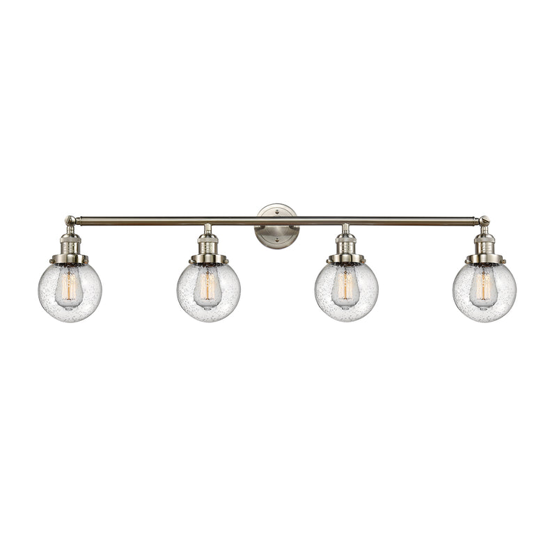 Beacon Bath Vanity Light shown in the Brushed Satin Nickel finish with a Seedy shade