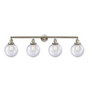 Beacon Bath Vanity Light shown in the Brushed Satin Nickel finish with a Seedy shade