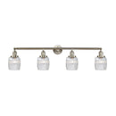 Colton Bath Vanity Light shown in the Brushed Satin Nickel finish with a Clear Halophane shade