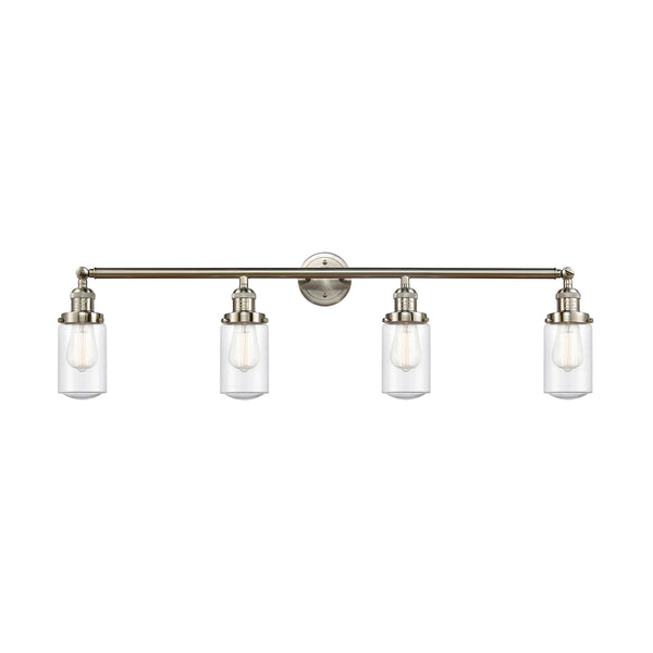 Dover Bath Vanity Light shown in the Brushed Satin Nickel finish with a Seedy shade