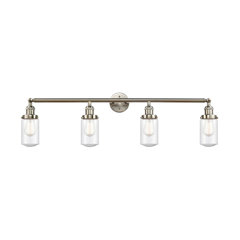 Dover Bath Vanity Light shown in the Brushed Satin Nickel finish with a Seedy shade