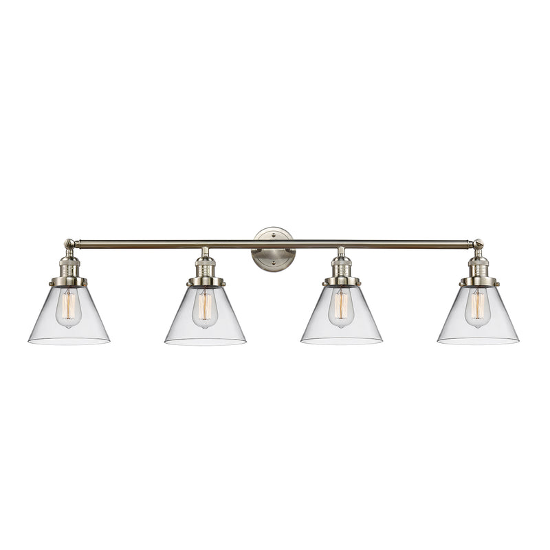 Cone Bath Vanity Light shown in the Brushed Satin Nickel finish with a Clear shade