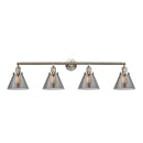 Cone Bath Vanity Light shown in the Brushed Satin Nickel finish with a Plated Smoke shade