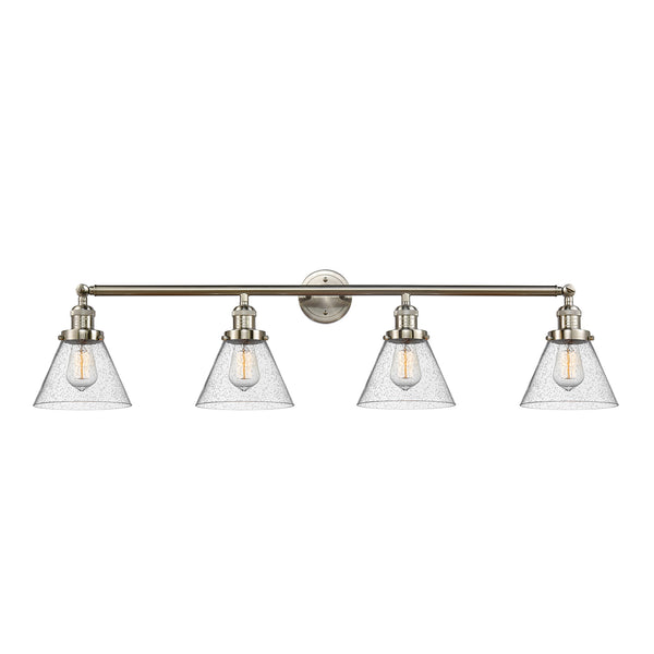 Cone Bath Vanity Light shown in the Brushed Satin Nickel finish with a Seedy shade