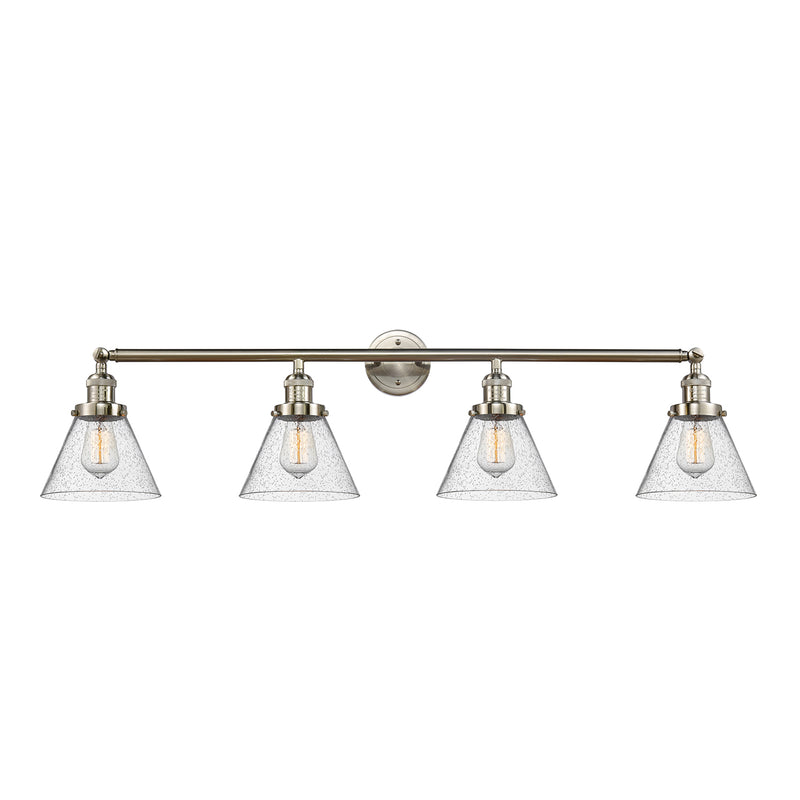 Cone Bath Vanity Light shown in the Brushed Satin Nickel finish with a Seedy shade