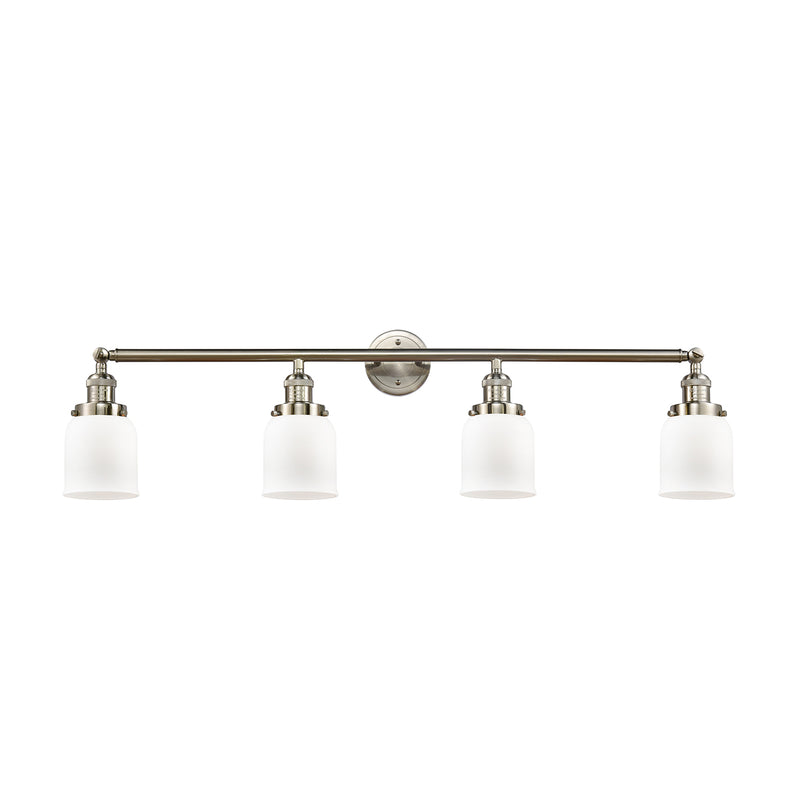 Bell Bath Vanity Light shown in the Brushed Satin Nickel finish with a Matte White shade