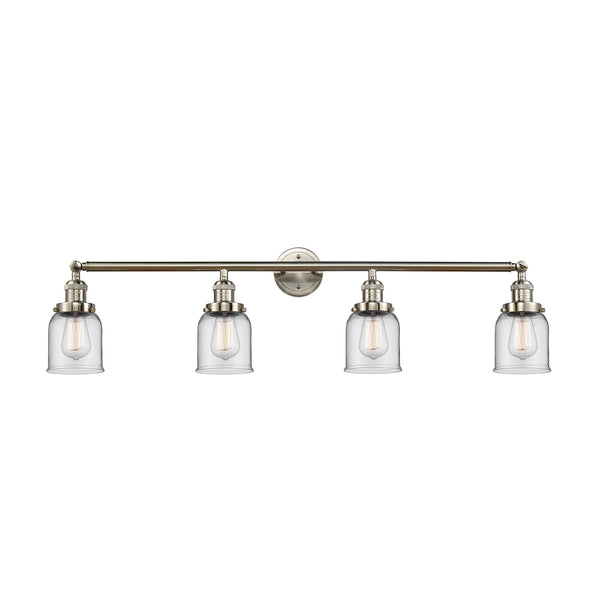 Bell Bath Vanity Light shown in the Brushed Satin Nickel finish with a Clear shade