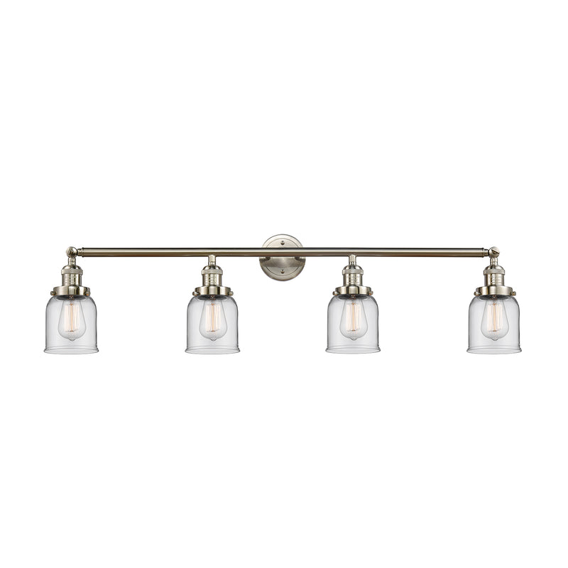 Bell Bath Vanity Light shown in the Brushed Satin Nickel finish with a Clear shade