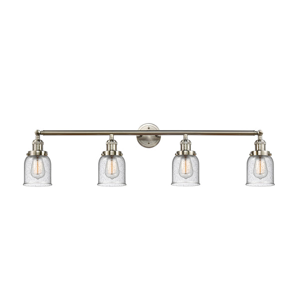 Bell Bath Vanity Light shown in the Brushed Satin Nickel finish with a Seedy shade