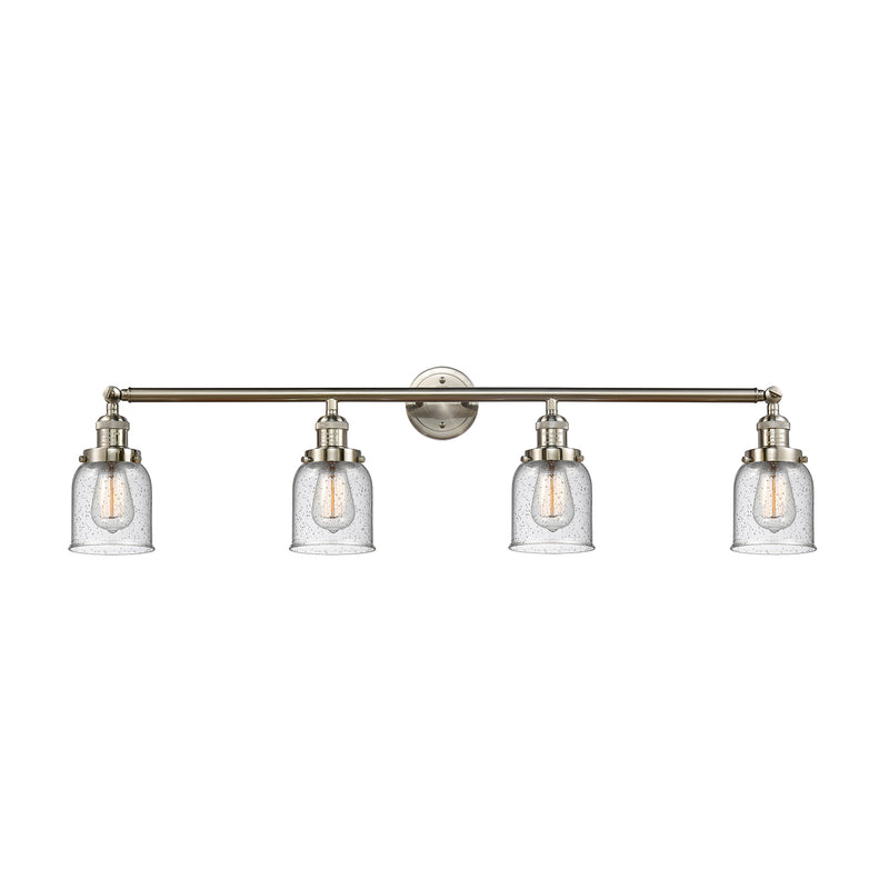 Bell Bath Vanity Light shown in the Brushed Satin Nickel finish with a Seedy shade