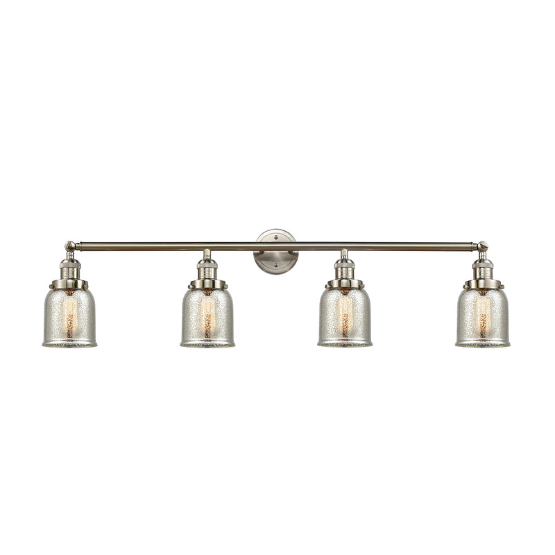 Bell Bath Vanity Light shown in the Brushed Satin Nickel finish with a Silver Plated Mercury shade