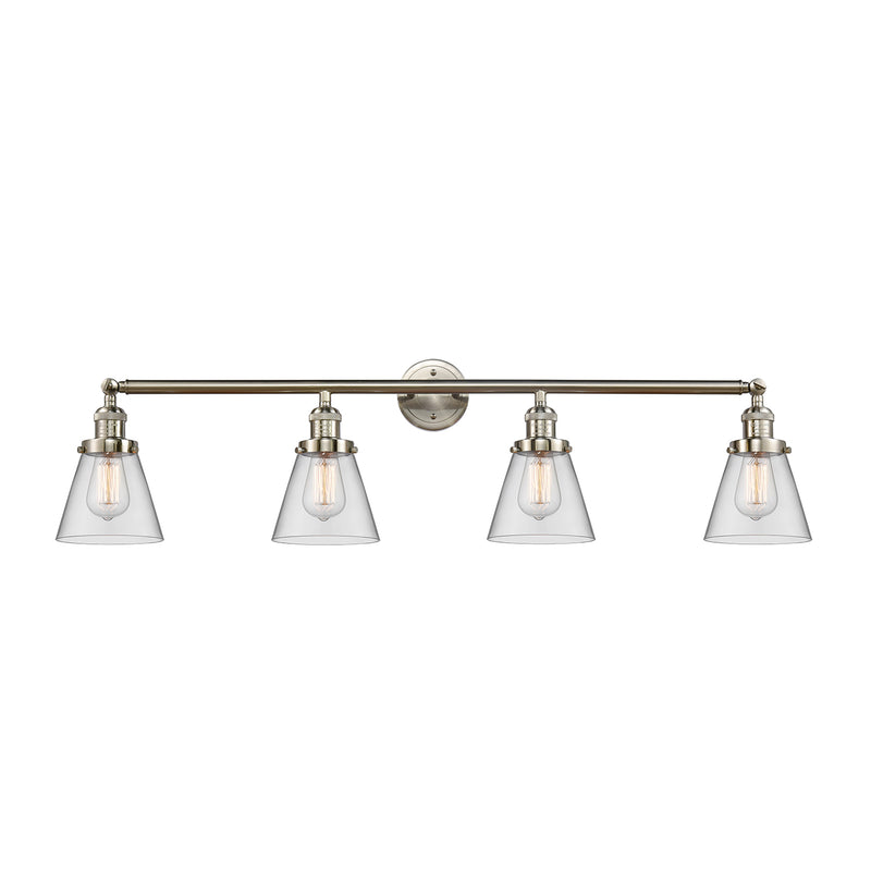 Cone Bath Vanity Light shown in the Brushed Satin Nickel finish with a Clear shade