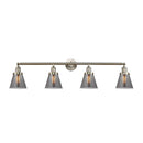 Cone Bath Vanity Light shown in the Brushed Satin Nickel finish with a Plated Smoke shade