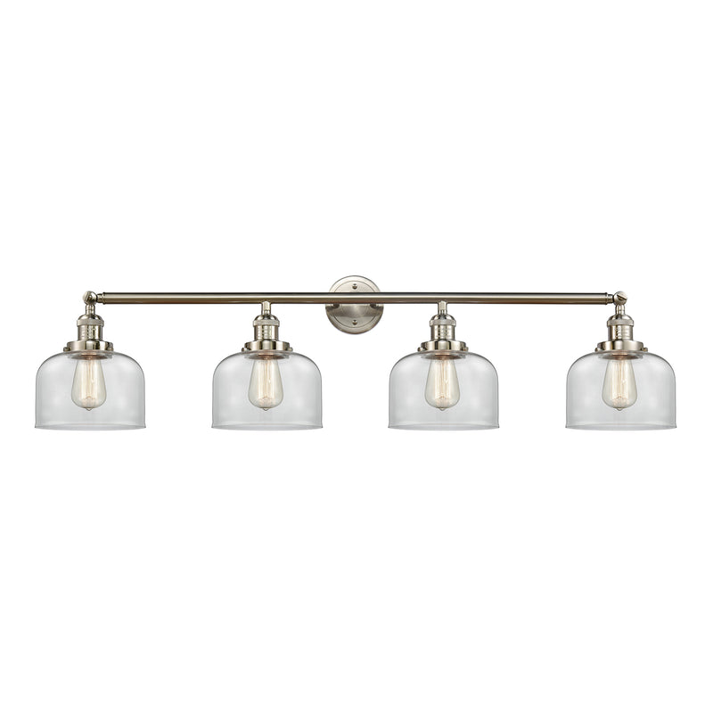 Bell Bath Vanity Light shown in the Brushed Satin Nickel finish with a Clear shade