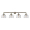 Bell Bath Vanity Light shown in the Brushed Satin Nickel finish with a Seedy shade