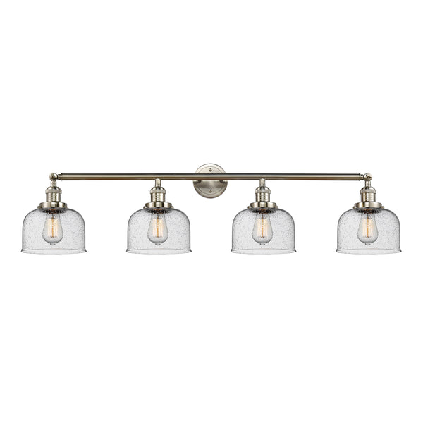 Bell Bath Vanity Light shown in the Brushed Satin Nickel finish with a Seedy shade