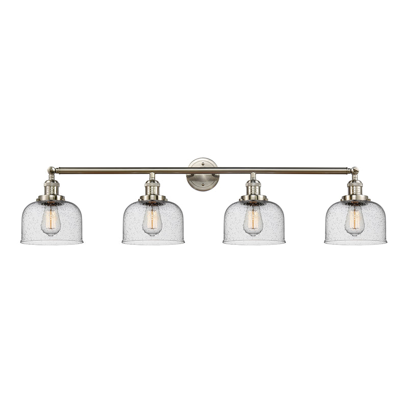 Bell Bath Vanity Light shown in the Brushed Satin Nickel finish with a Seedy shade