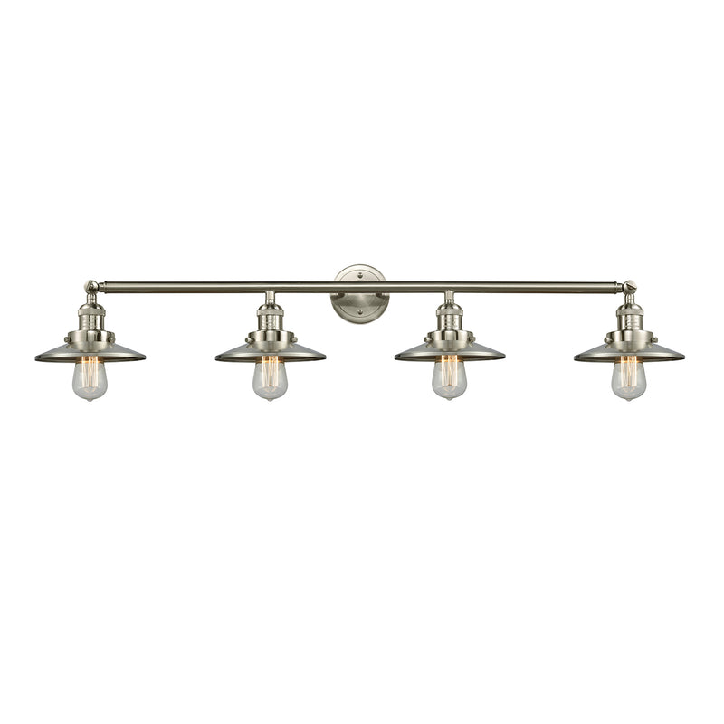 Railroad Bath Vanity Light shown in the Brushed Satin Nickel finish with a Brushed Satin Nickel shade