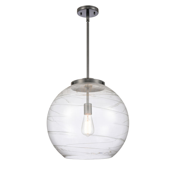 Deco Swirl Pendant shown in the Matte Black finish with a Clear shade