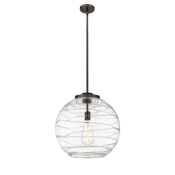 Deco Swirl Pendant shown in the Oil Rubbed Bronze finish with a Clear shade