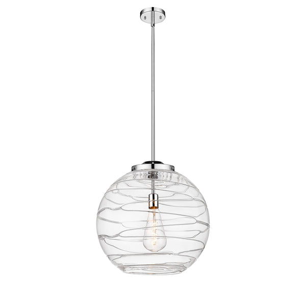 Deco Swirl Pendant shown in the Polished Chrome finish with a Clear shade