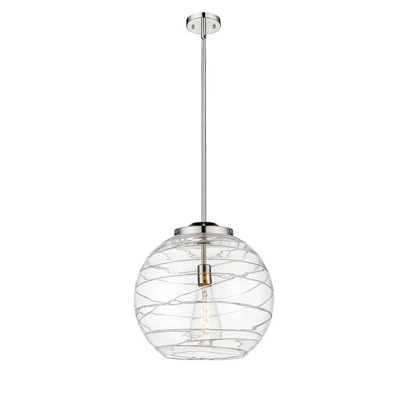 Deco Swirl Pendant shown in the Polished Nickel finish with a Clear shade