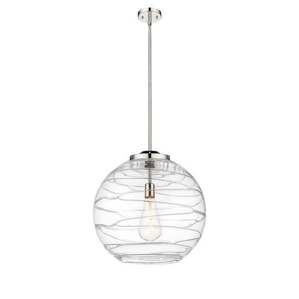 Deco Swirl Pendant shown in the Polished Nickel finish with a Clear shade