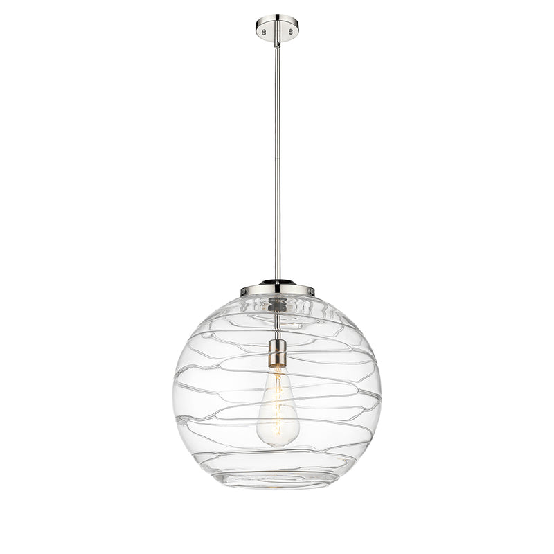 Deco Swirl Pendant shown in the Polished Nickel finish with a Clear shade
