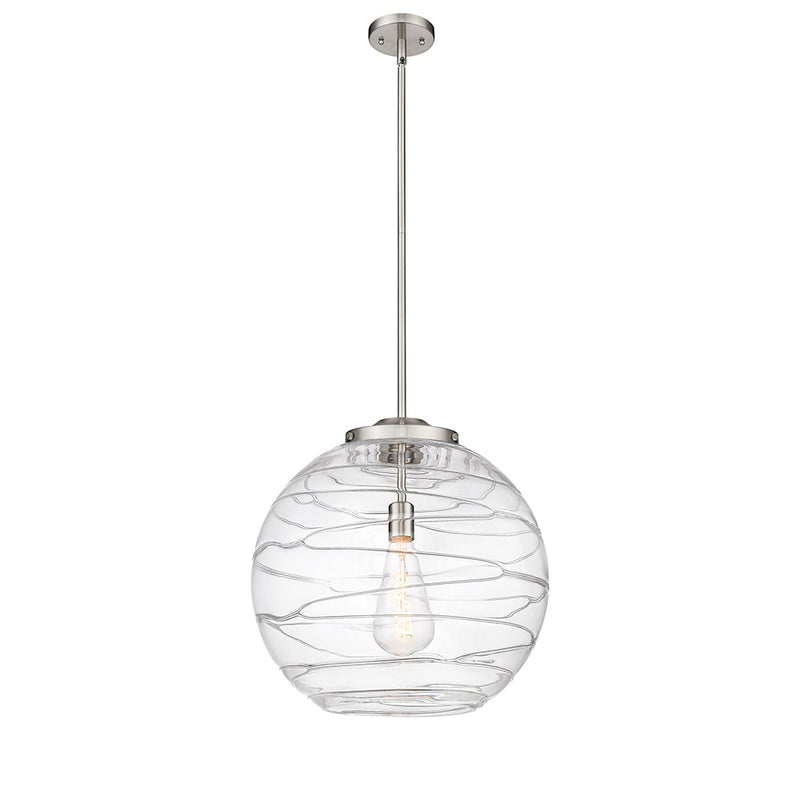 Deco Swirl Pendant shown in the Brushed Satin Nickel finish with a Clear shade