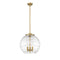 Deco Swirl Pendant shown in the Brushed Brass finish with a Clear shade