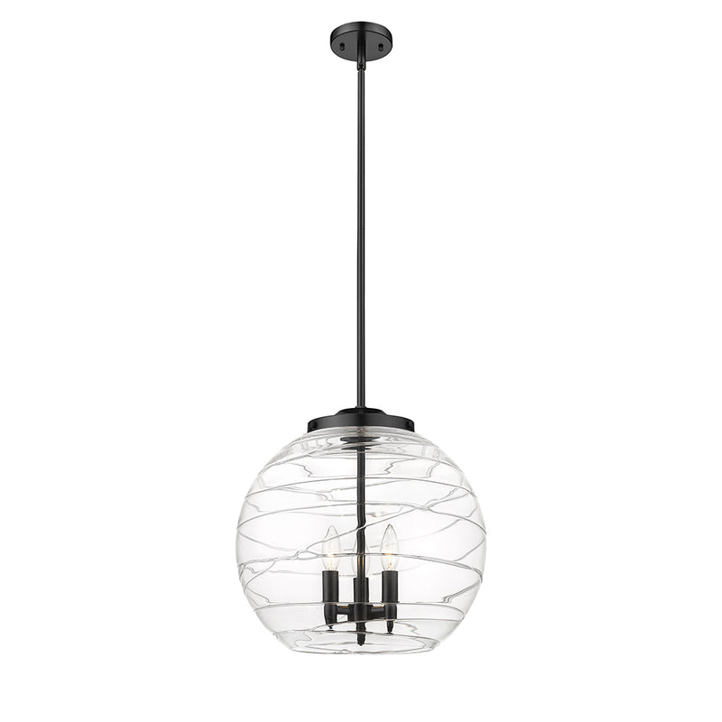 Deco Swirl Pendant shown in the Matte Black finish with a Clear shade