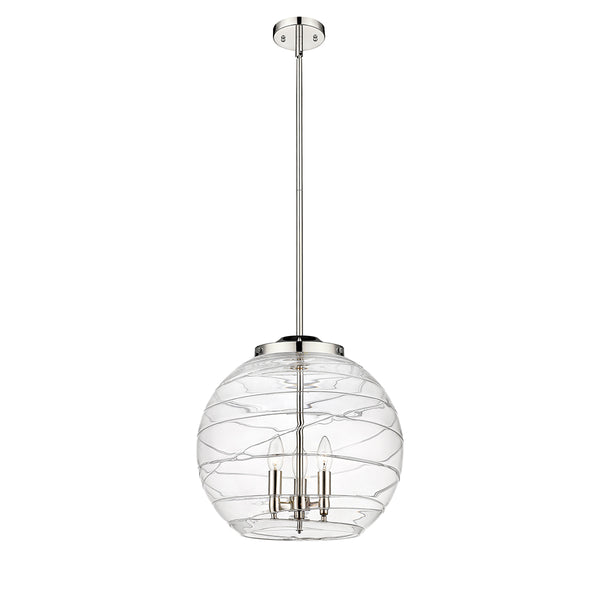 Deco Swirl Pendant shown in the Polished Nickel finish with a Clear shade