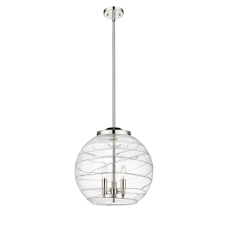 Deco Swirl Pendant shown in the Polished Nickel finish with a Clear shade