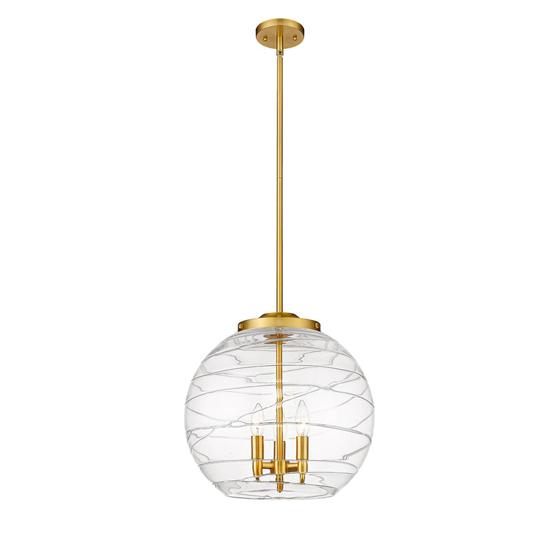 Deco Swirl Pendant shown in the Satin Gold finish with a Clear shade