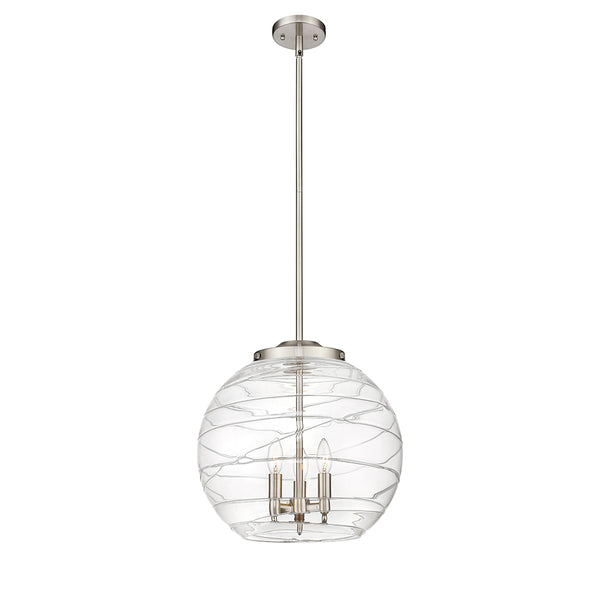 Deco Swirl Pendant shown in the Brushed Satin Nickel finish with a Clear shade