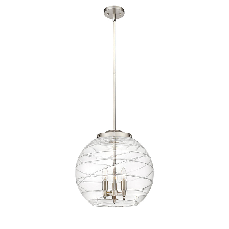 Deco Swirl Pendant shown in the Brushed Satin Nickel finish with a Clear shade