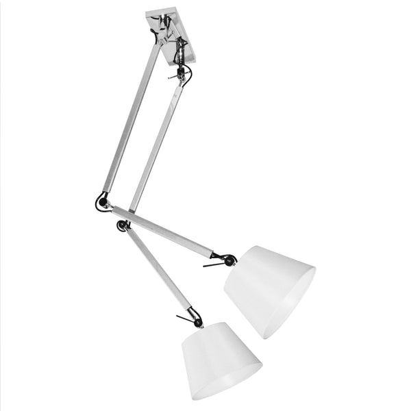 Dainolite 2 Light Adjustable Arm Fixture, Silver Finish 232P-SV