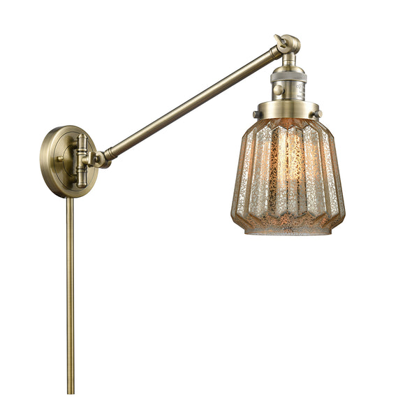 Chatham Swing Arm shown in the Antique Brass finish with a Mercury shade