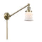Canton Swing Arm shown in the Antique Brass finish with a Matte White shade